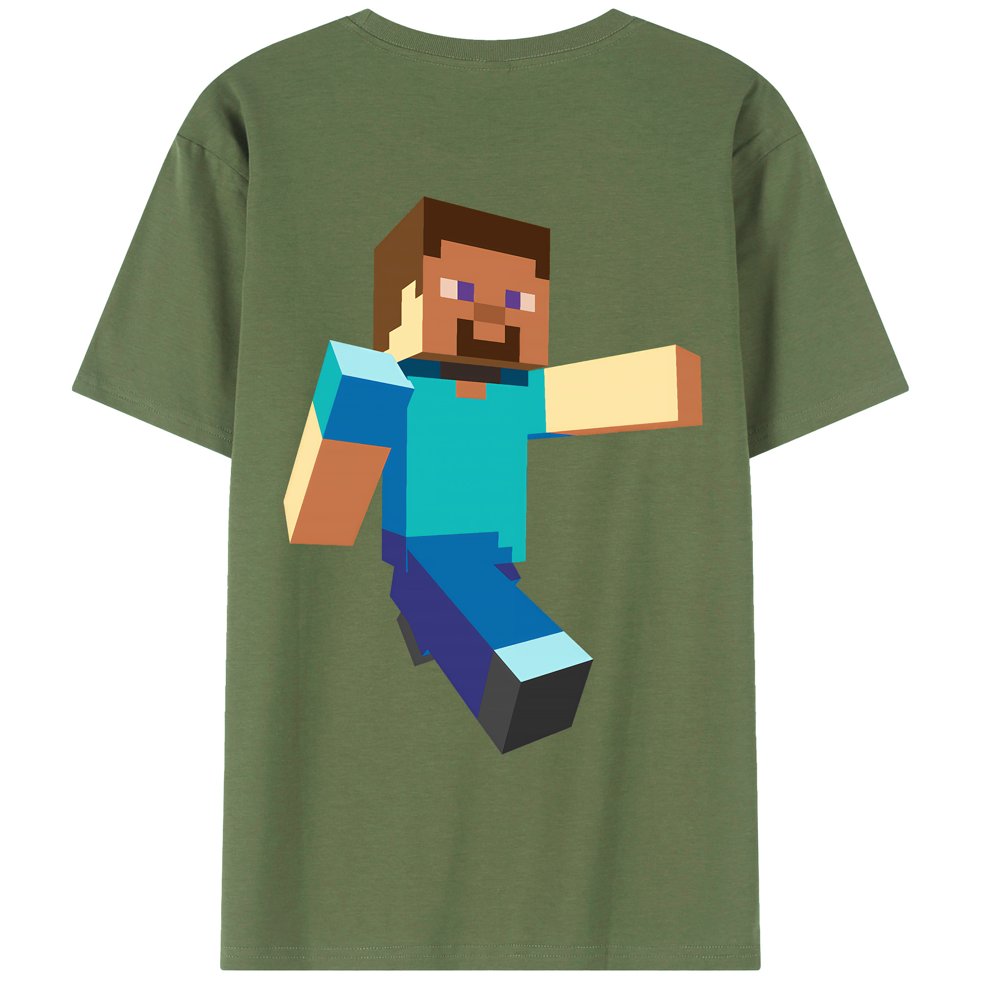 （画像用） マインクラフト ブロックの世界 Minecraft MC Block world 綿100％ メンズ半袖Tシャツ（バックプリント） 通気性